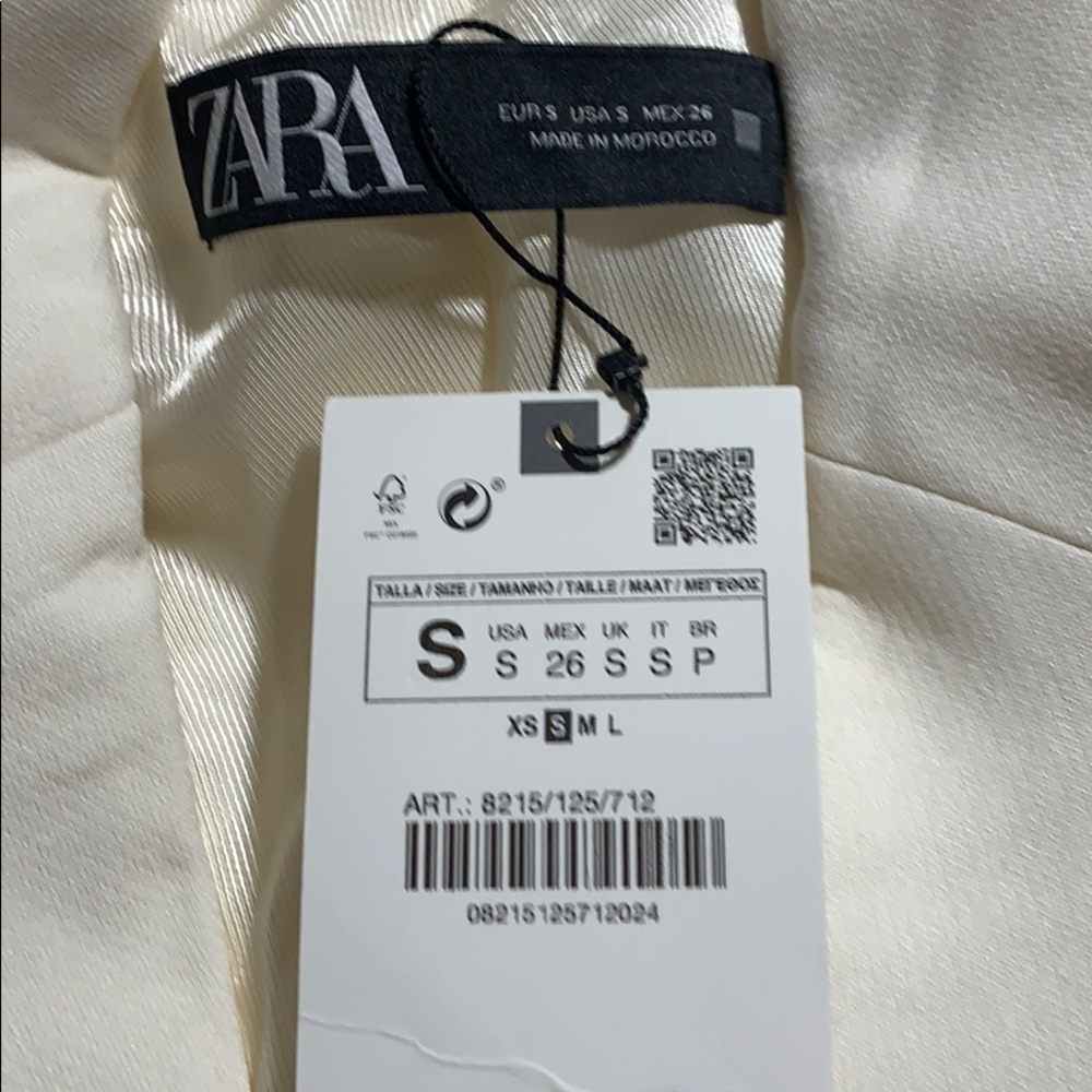 NWT. Zara Ivory Lapel Collar Blazer. Size XS, S. - Picture 8 of 8